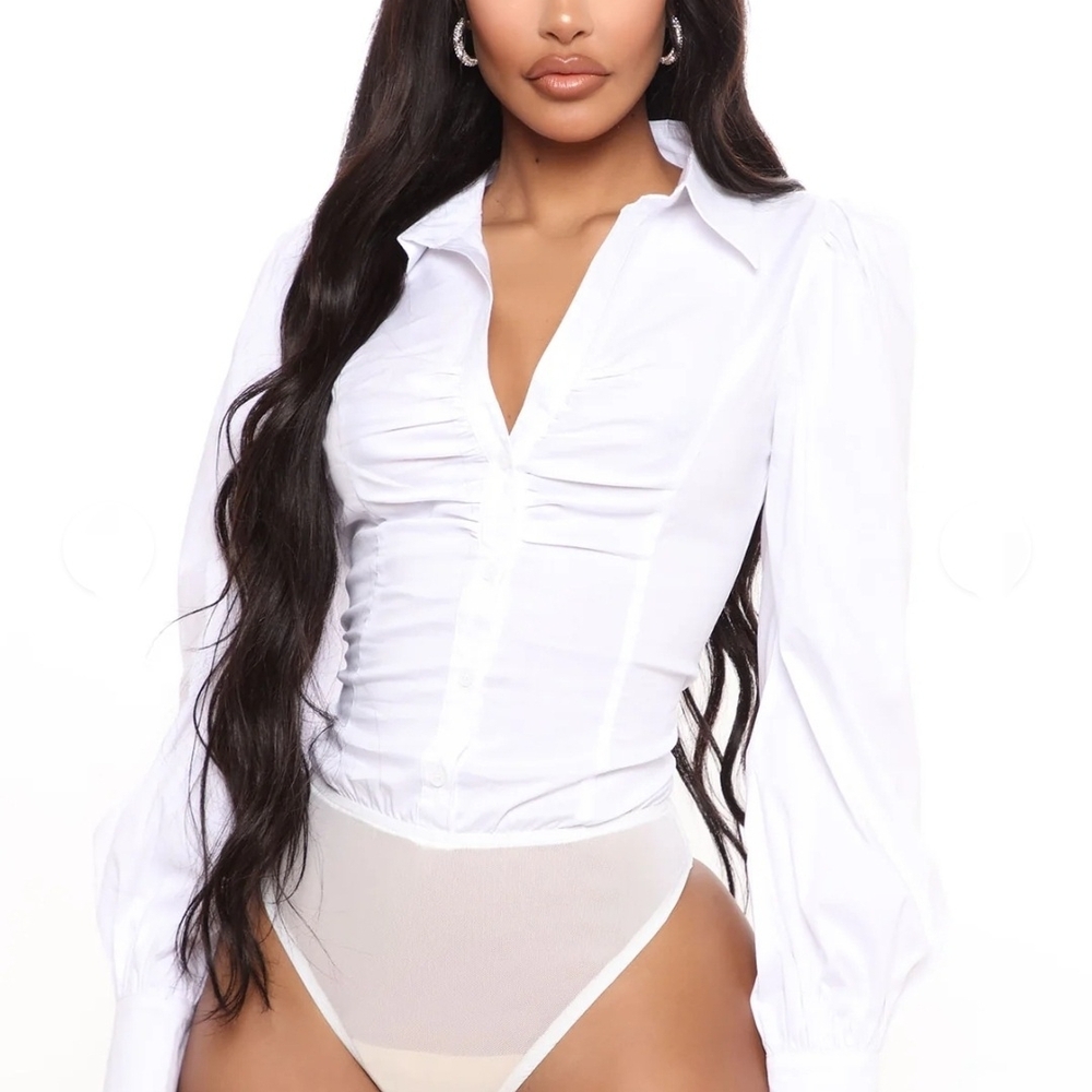 White Ruched Bodysuit